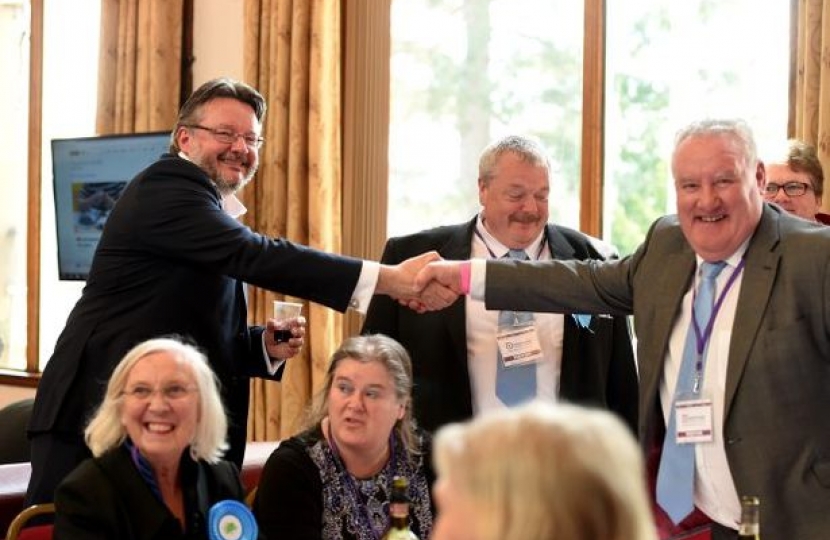 Cllr Barry Lewis celebrating victory